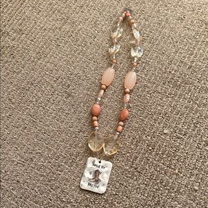 Beaded Necklace with Faith Pendant